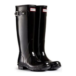 Hunter Original Gloss Tall Women’s Rain Boots Black Waterproof New Size 9